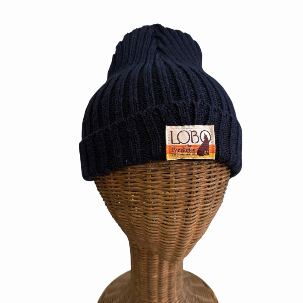 Vintage LOBO Pendleton Wool Beanie Hat, Navy, Kids